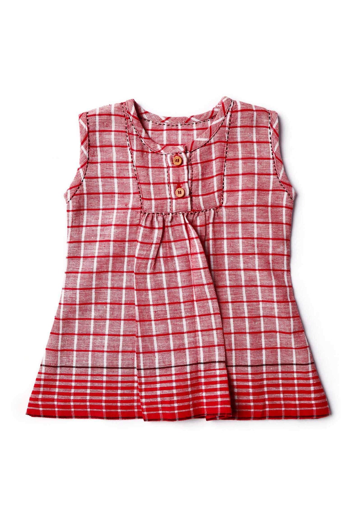 Red Gamcha Frock サイズ 3〜6か月
