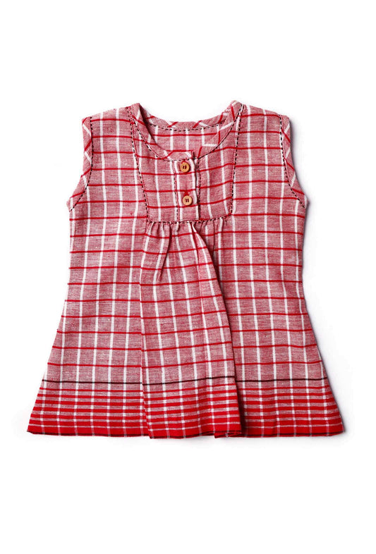 Red Gamcha Frock サイズ 3〜6か月