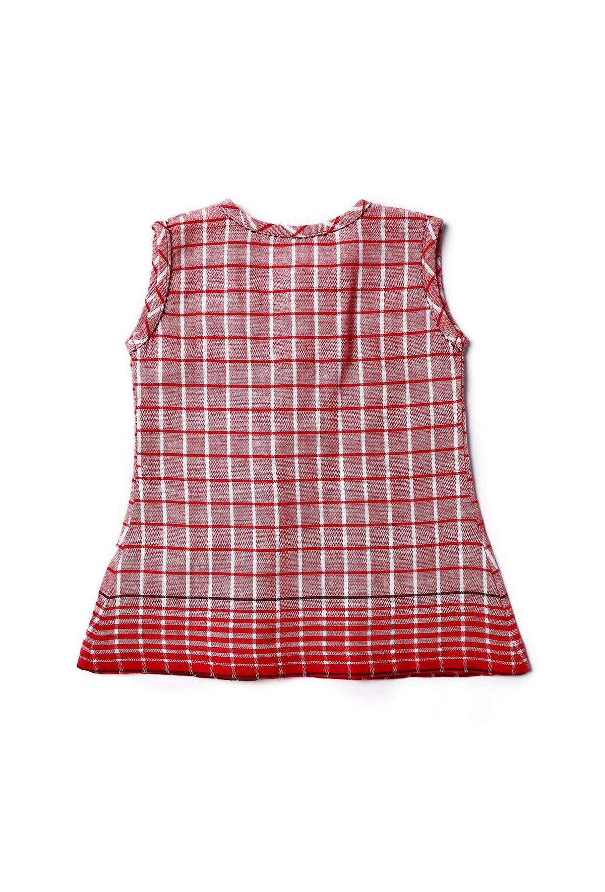 Red Gamcha Frock サイズ 3〜6か月