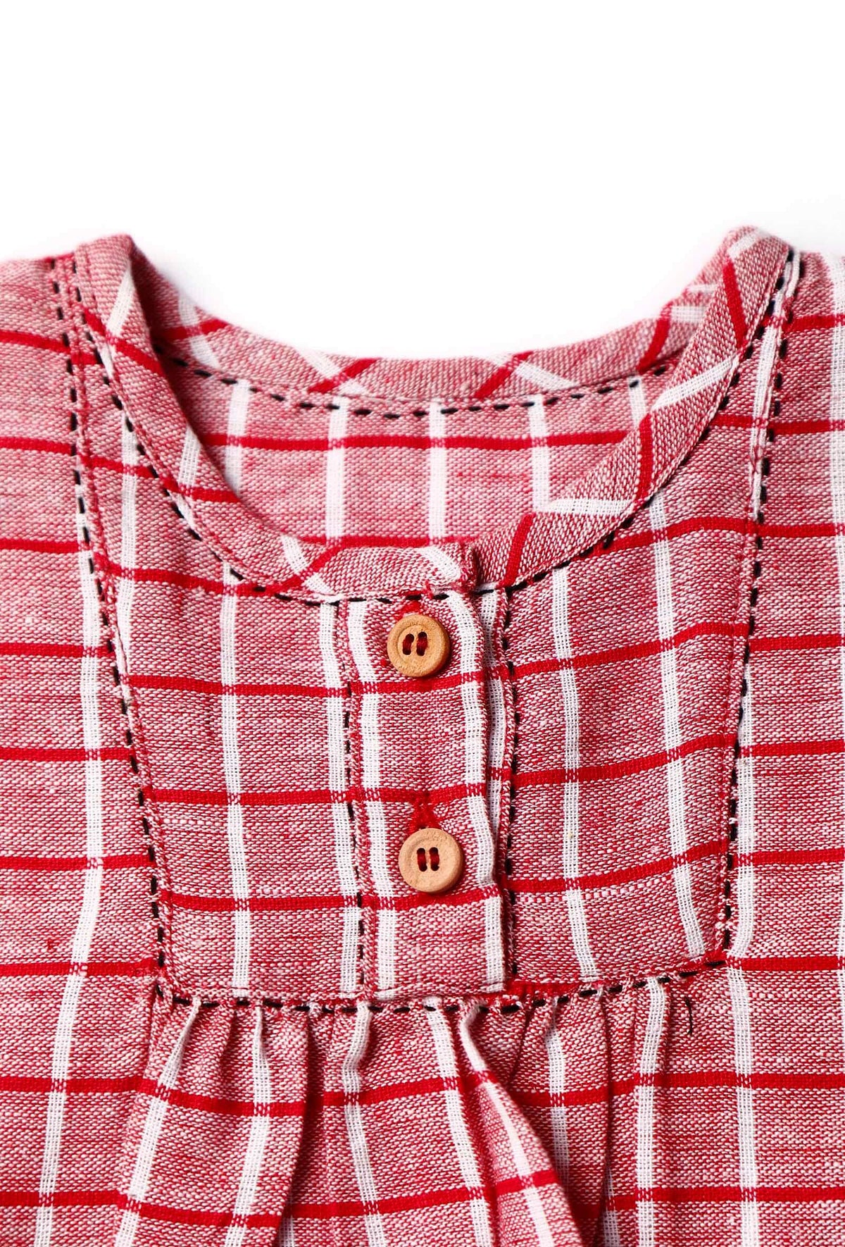 Red Gamcha Frock サイズ 3〜6か月