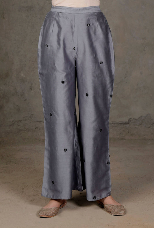 Grey Chanderi Palazzo サイズ XXL