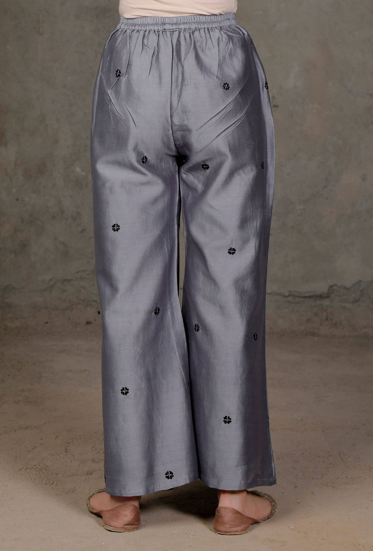 Grey Chanderi Palazzo サイズ XXL