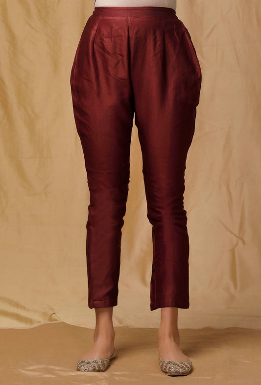 Maroon Banarsi Chanderi Pants サイズ XS