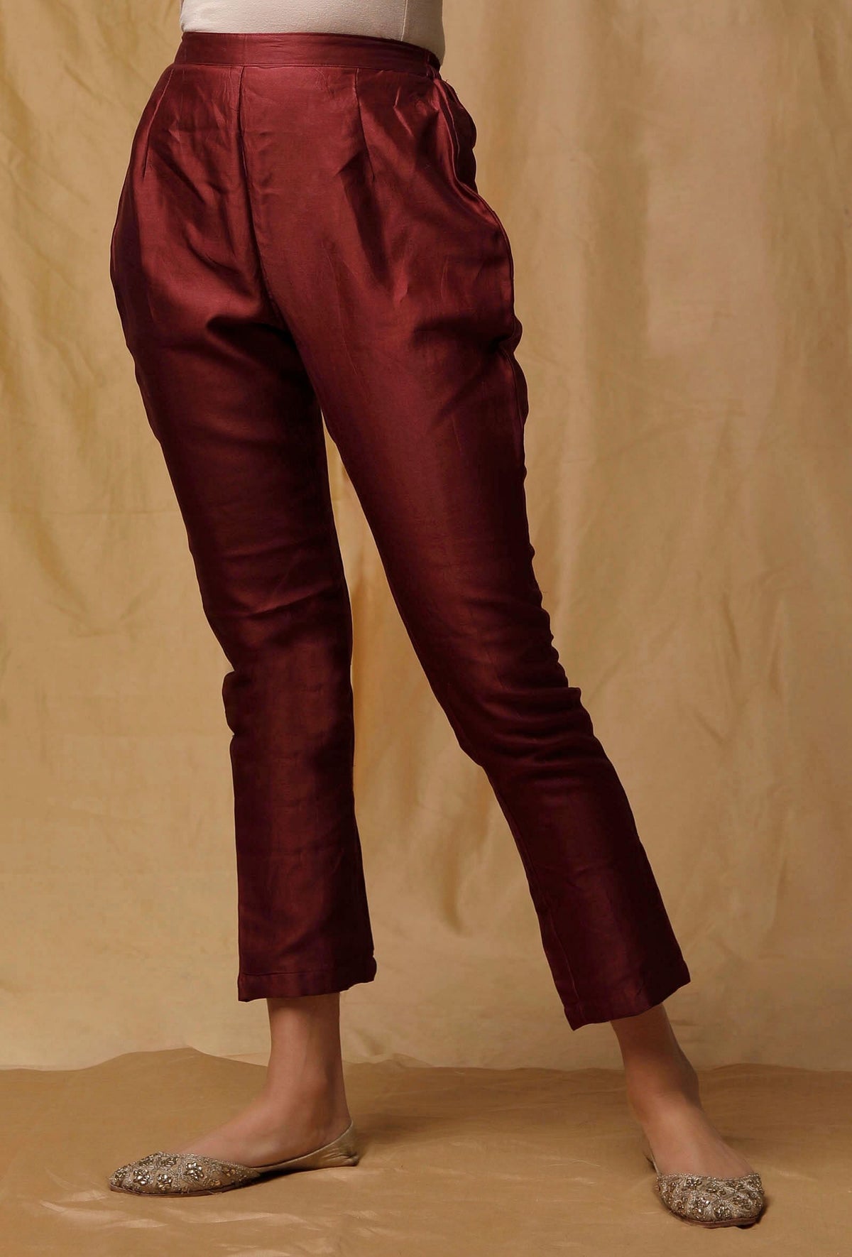 Maroon Banarsi Chanderi Pants サイズ XS