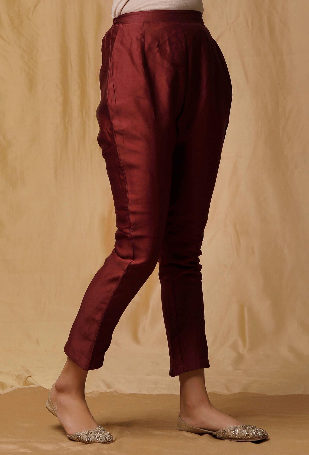 Maroon Banarsi Chanderi Pants サイズ XS