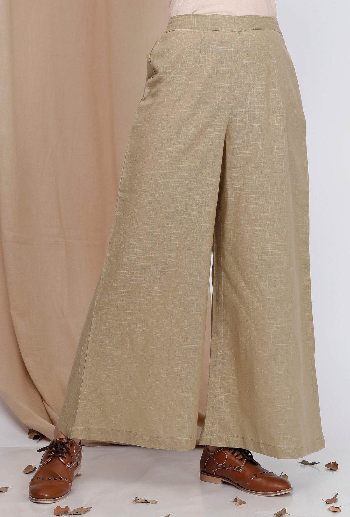 Grey Cotton Flared Palazzo サイズ L