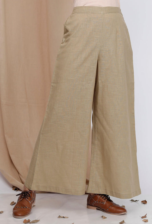 Grey Cotton Flared Palazzo サイズ L