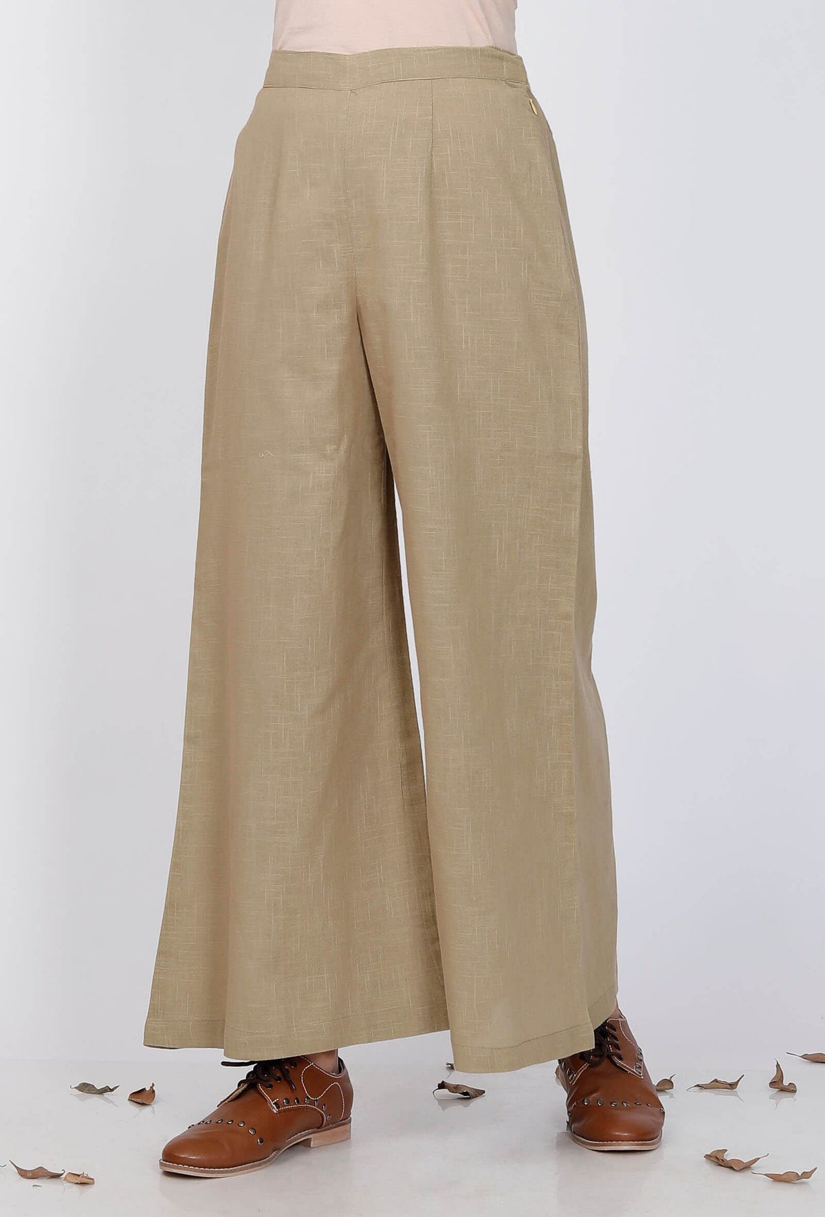 Grey Cotton Flared Palazzo サイズ L