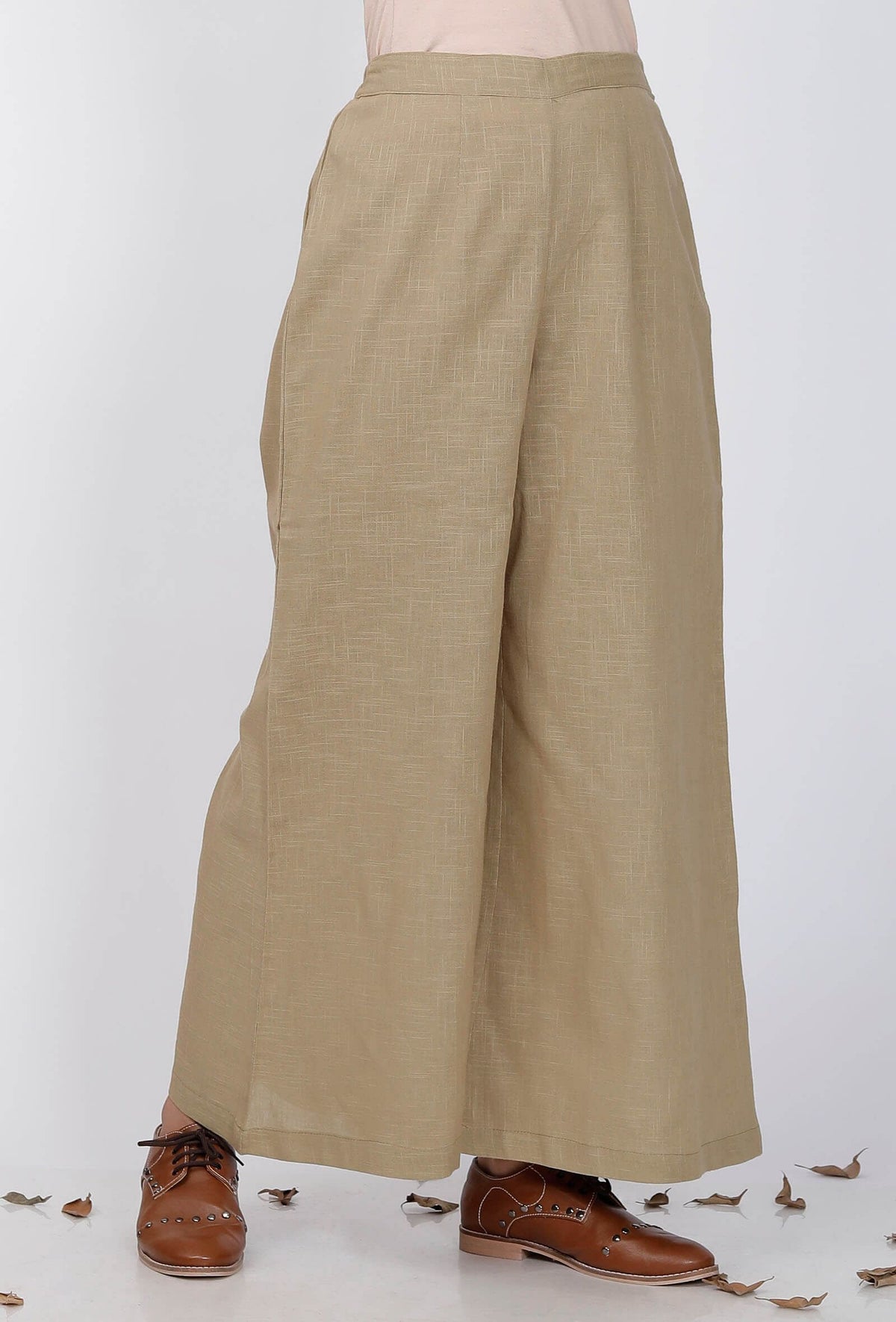 Grey Cotton Flared Palazzo サイズ L