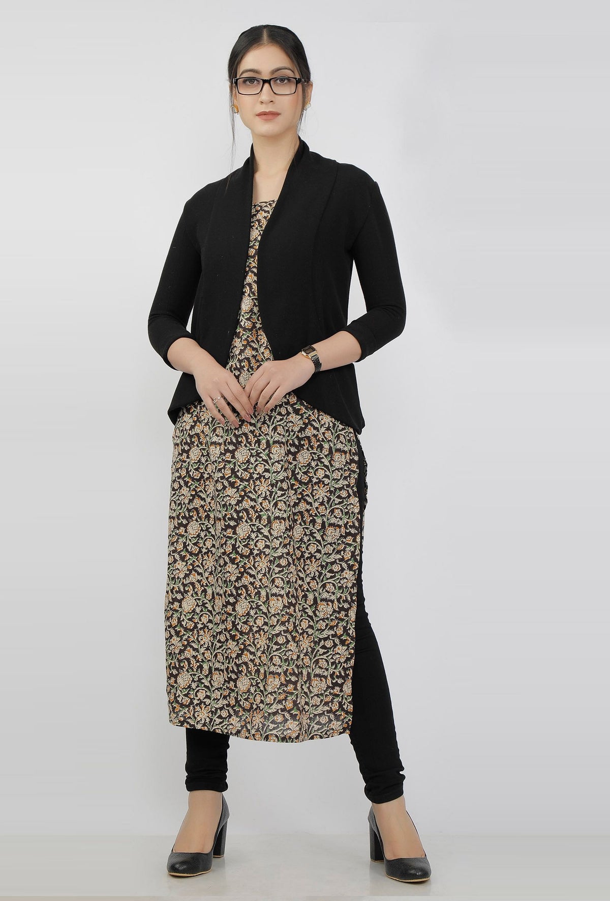 Black Kalamkari Handblock Cotton Slip サイズ XL