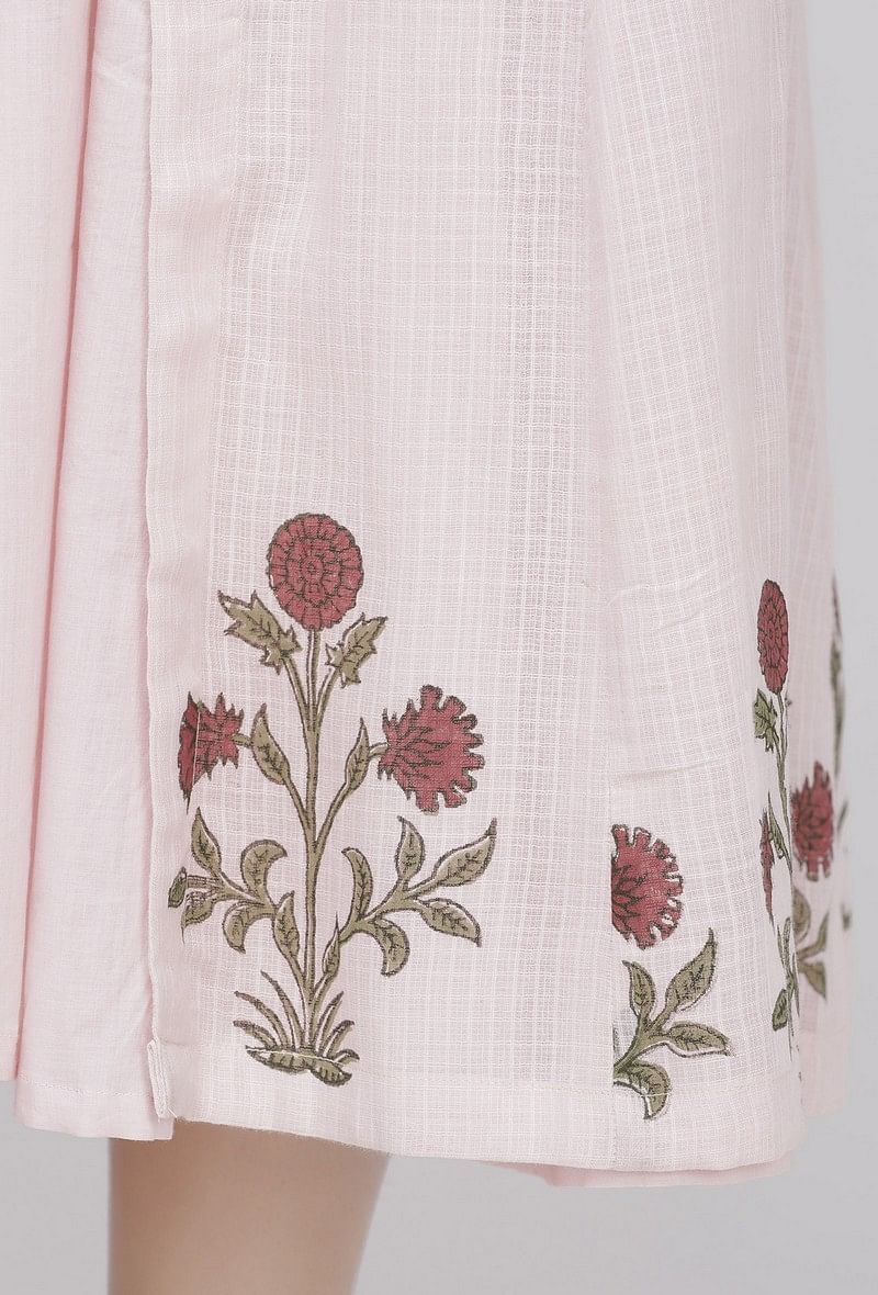 Light Pink Kota Hand-Block Printed Cape サイズ XXL