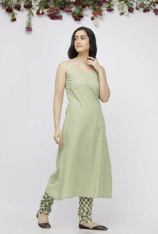 Light Green Cotton Slip Kurta サイズ XL