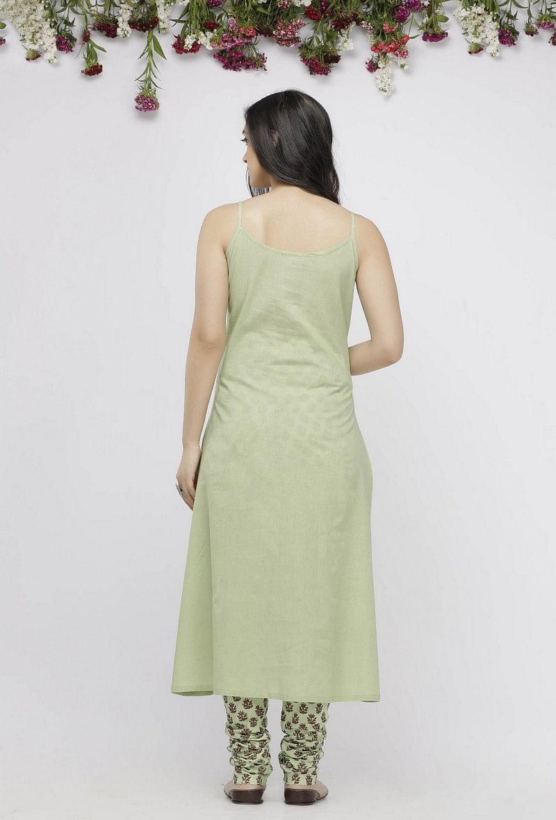 Light Green Cotton Slip Kurta サイズ XL