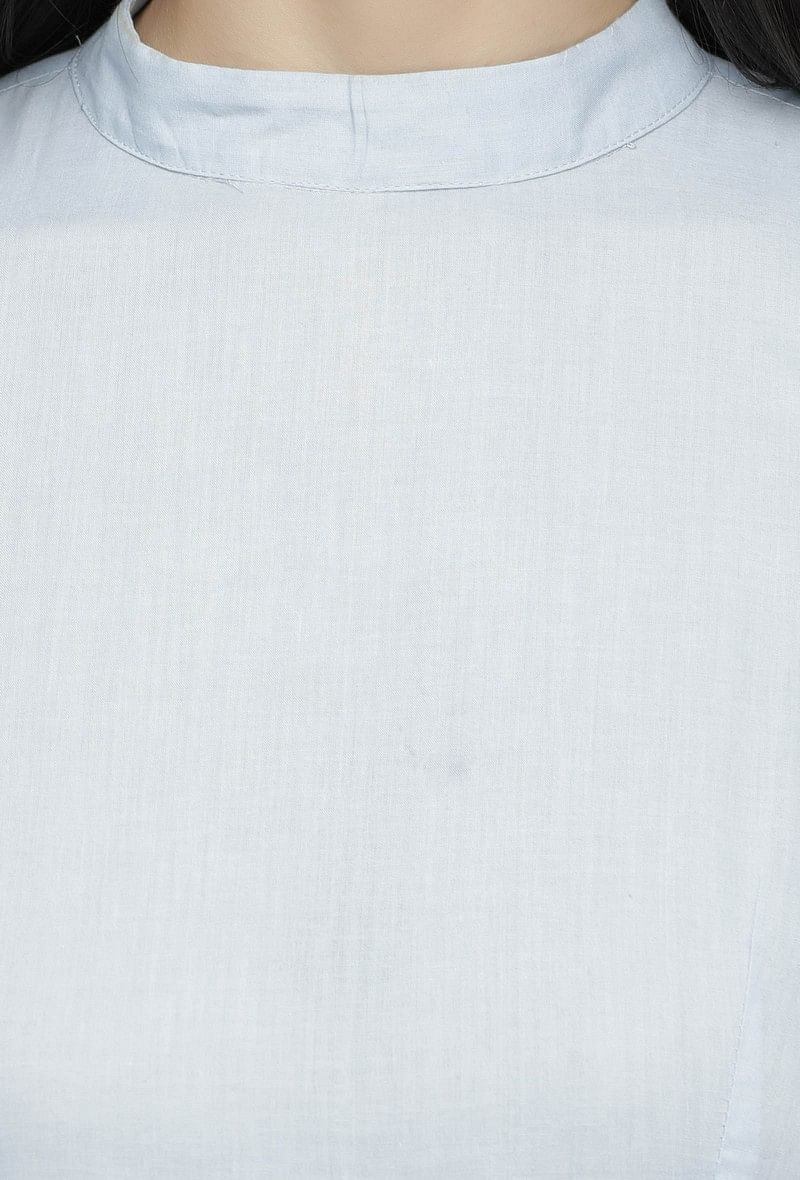 Blue Plain Cotton Tasseled Anarkali サイズ M