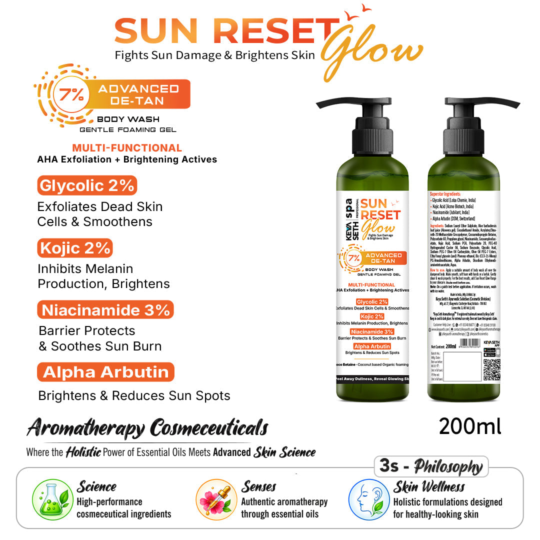 【Keya Seth】 Sun Reset Glow 7% Advanced De-Tan Foaming Body Wash Gel｜サンリセットグロウ 7% デタン フォーミング ボディウォッシュジェル｜200ml