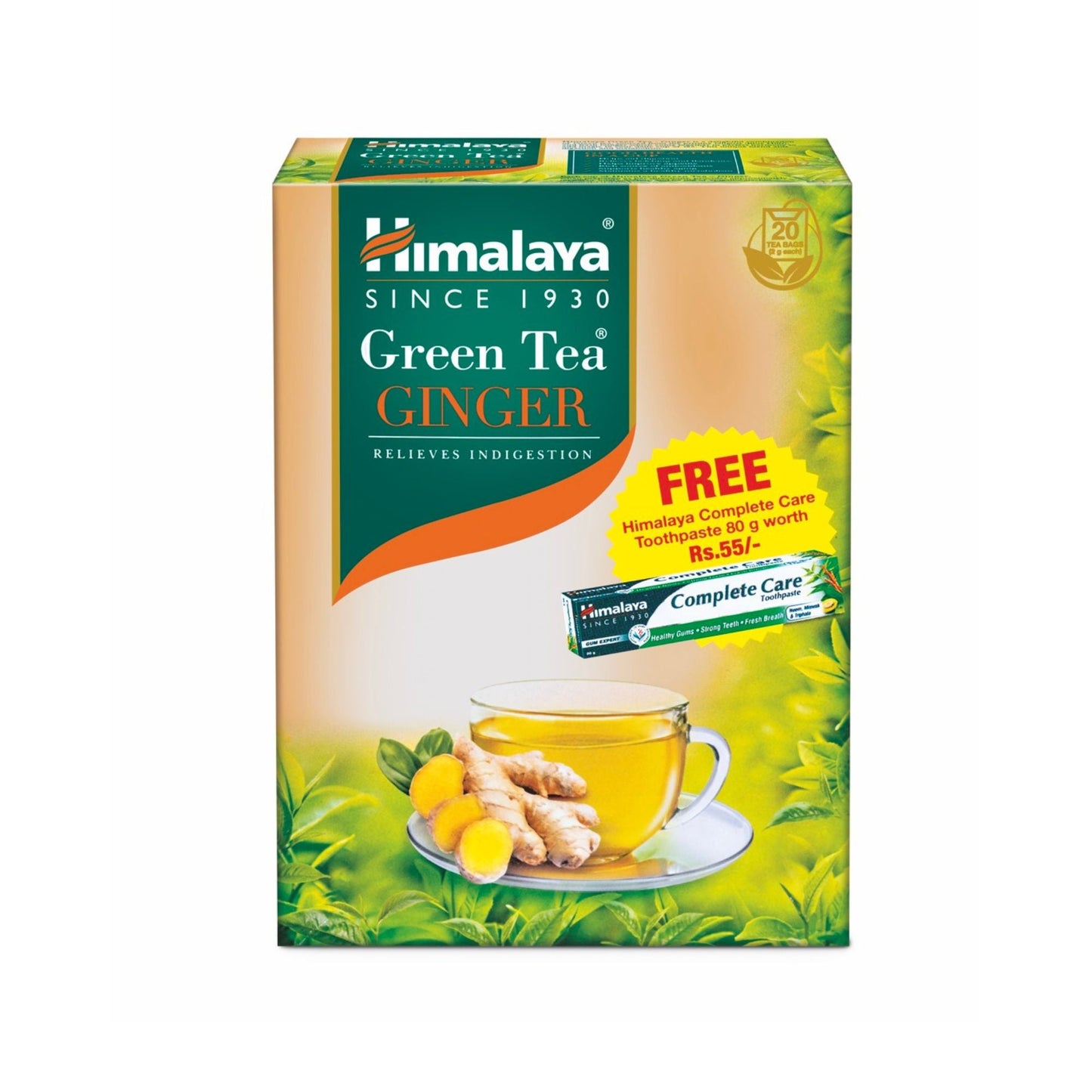 GREEN TEA GINGER 2G´20s + COMPLETE CARE TOOTHPASTE 80G FREE OFFER PACK 2G 20'S