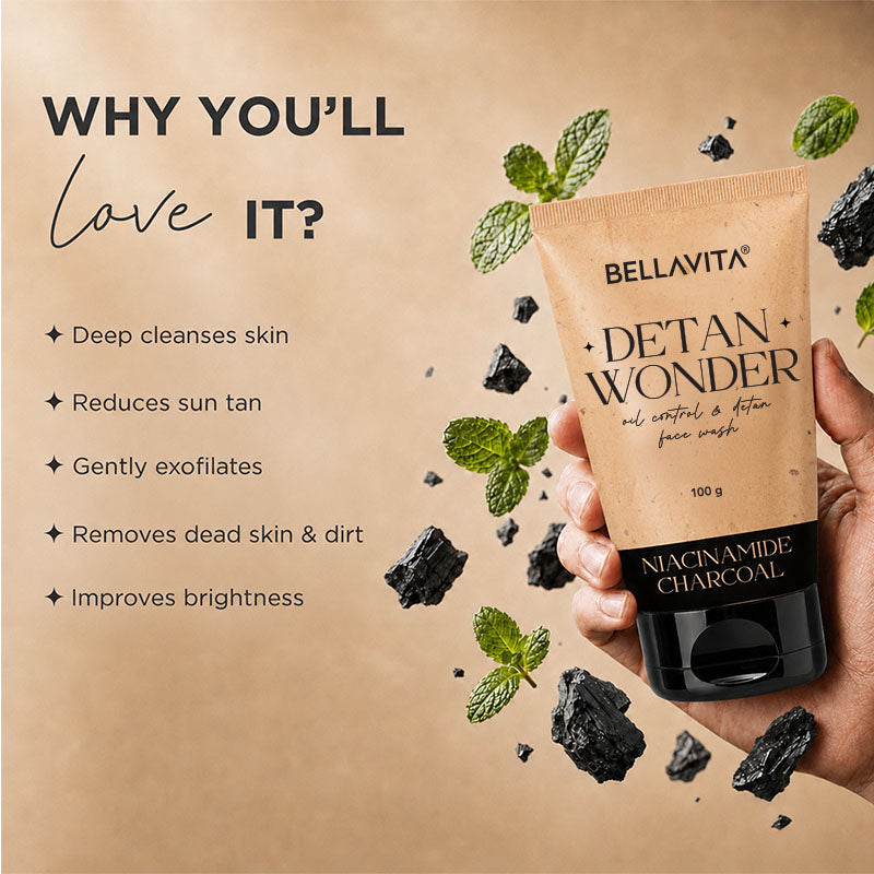 【Bella Vita Organic】 DETAN WONDER Oil Control & Detan Facewash (Pack Of 3)｜デタンワンダー オイルコントロール 洗顔料 3本セット｜100g×3