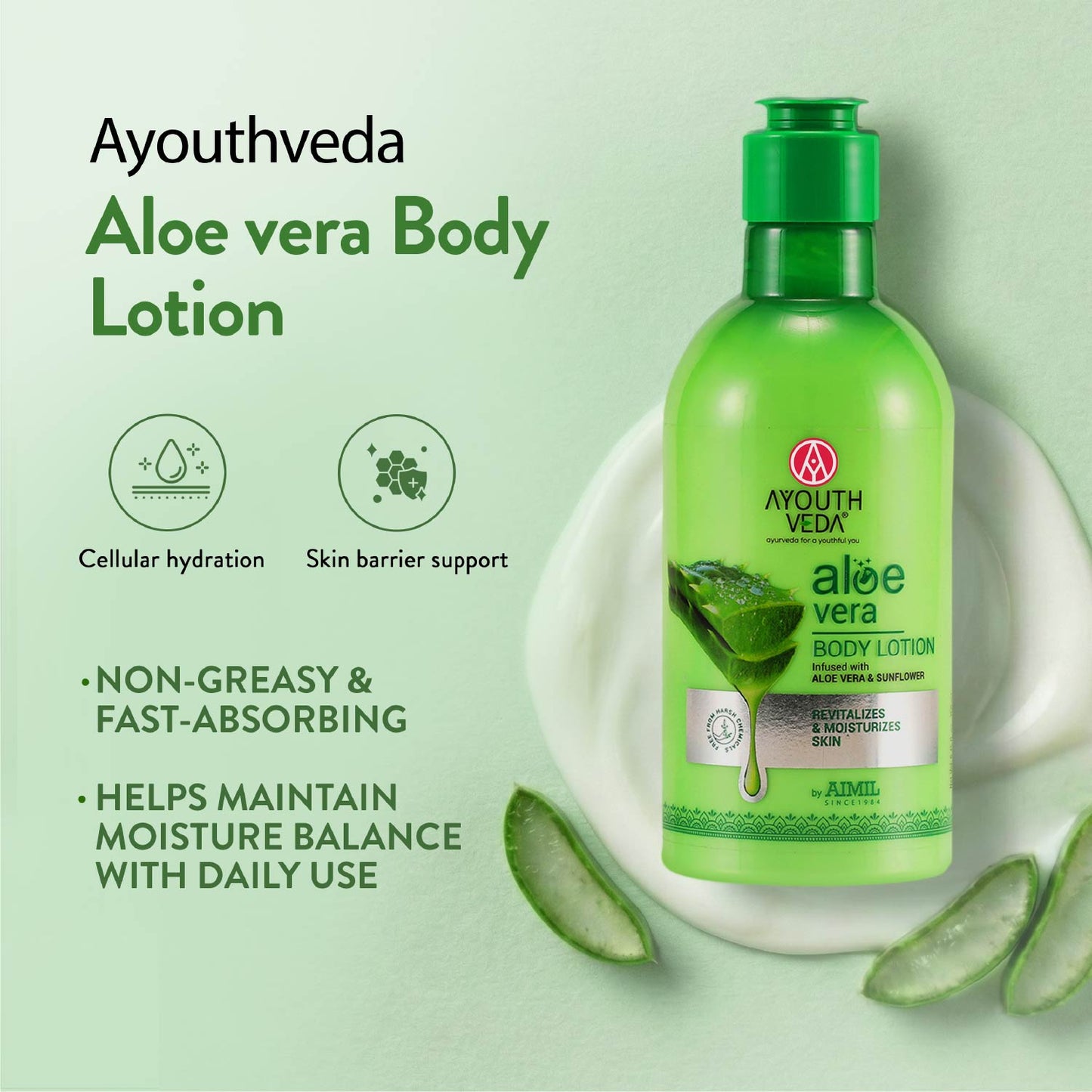 Aloe Vera Body Lotion | Hydrating & Revitalizing Moisturizer with Aloe Vera & Sunflower for All Skin Types | Non-Greasy, Nourishing Lotion for Soft, Smooth Skin – 250ml 250ml