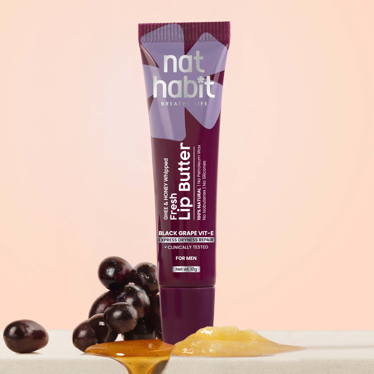 【Nat Habit】 Black Grape Vit-E Lip Tube (for Men)｜ブラックグレープ ビタミンE リップチューブ（メンズ）｜10g