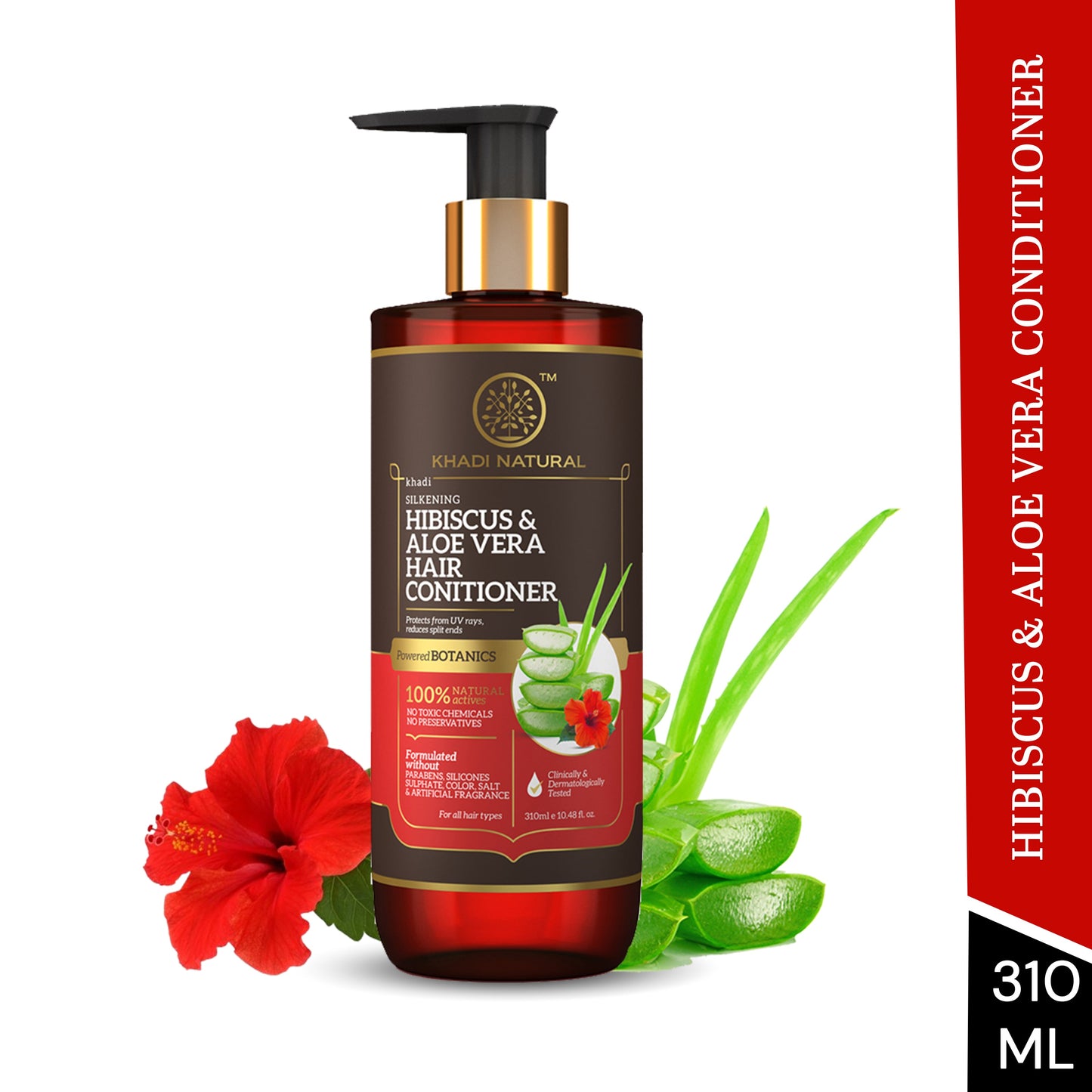 Hibiscus & Aloe Vera Hair Conditioner - Parabens, Silicones, Sulphate, Color, Salt & Artificial Fragrance Free 310ml
