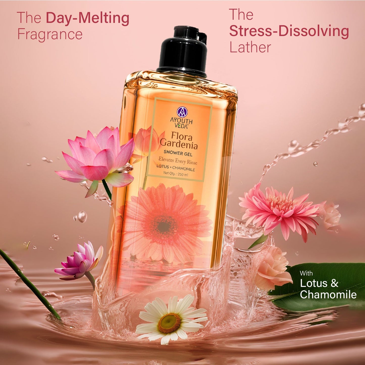 Flora Gardenia Shower Gel for Women & Men | With Chamomile, Lotus & Butea for Skin Rejuvenation & Relaxation | For All Skin Types | (250 ml) 250ml