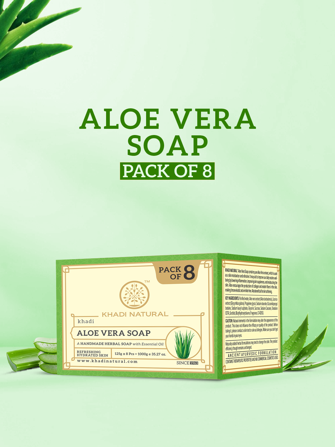 Aloe Vera Soap Combo Value Pack of 8 125gm Each
