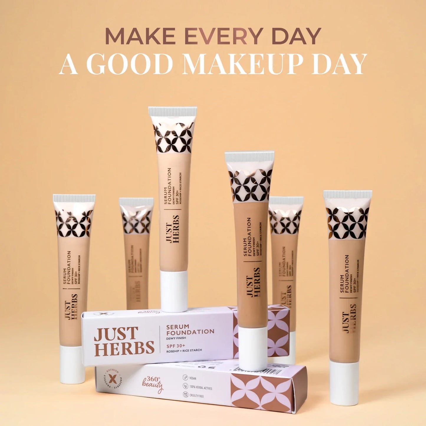 Serum Foundation Dewy Finish SPF30+ Tube with Rosehip and Rice Starch