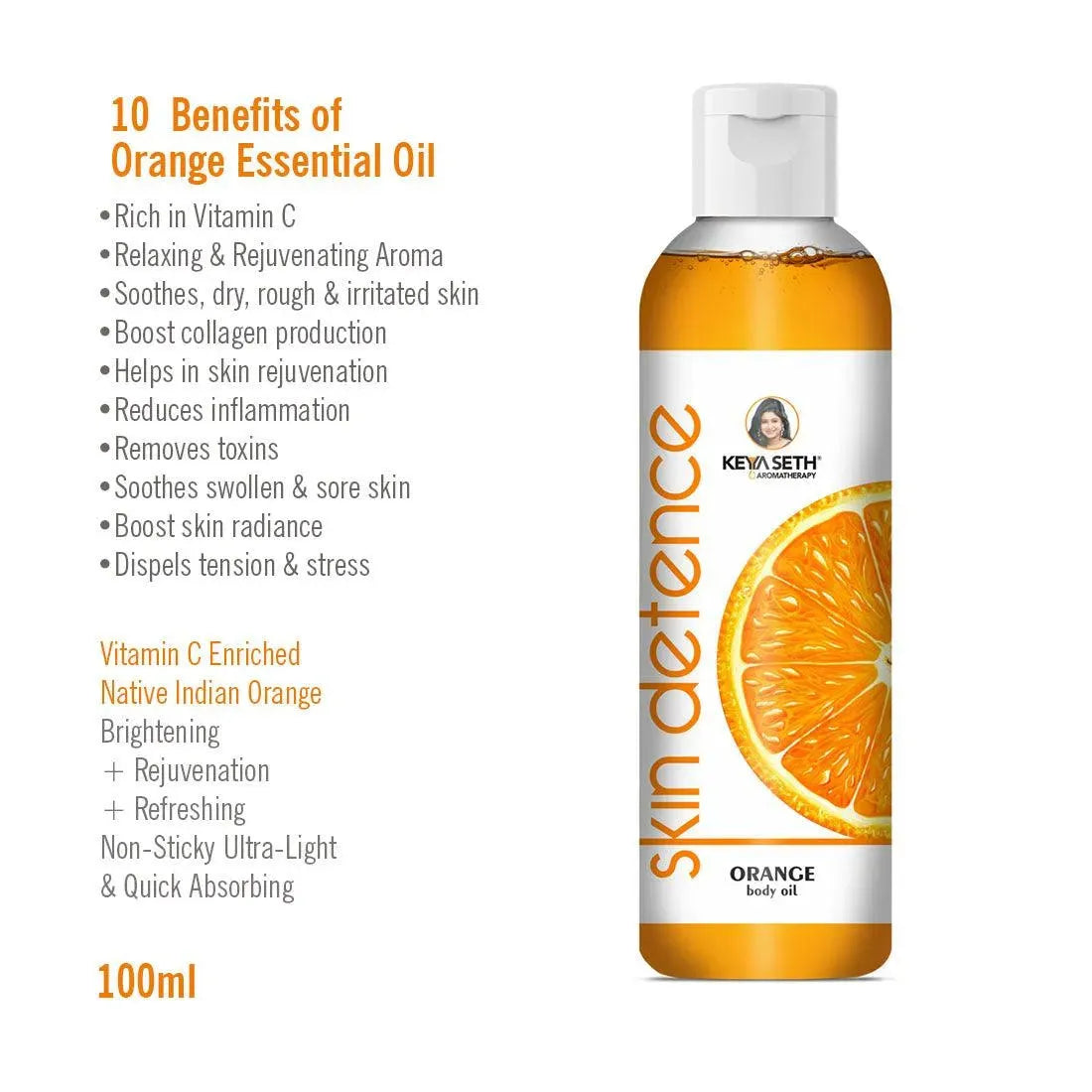 Orange Body Oil, Vitamin C Enriched, Brightening, Rejuvenating & Refreshing 100ml
