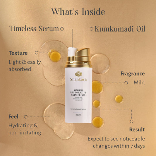 Shankara Timeless Restorative Skin Elixir - 30 ml | 100% Active Formula that Hydrates, Brightens & Firms 30ml
