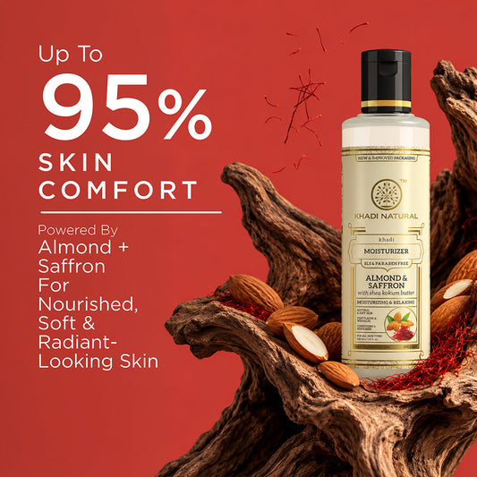 【KHADI】 Khadi Natural Almond & Saffron Moisturizer- SLS &  Paraben Free｜アーモンド & サフラン モイスチャライザー SLS & パラベンフリー｜210gm