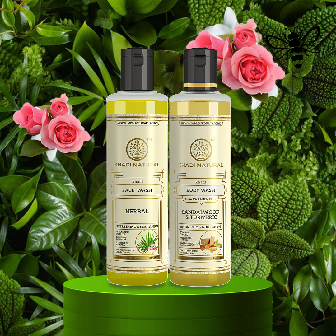 Herbal Face Wash & Sandalwood & Turmeric Body Wash – Combo Pack of 2 210ml Each