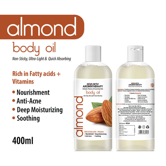 Almond Body Oil - Anti-Acne, Deep Moisturizing, Soothing, Skin Nourishment; Non-Sticky, Quick-Absorbing 400ml