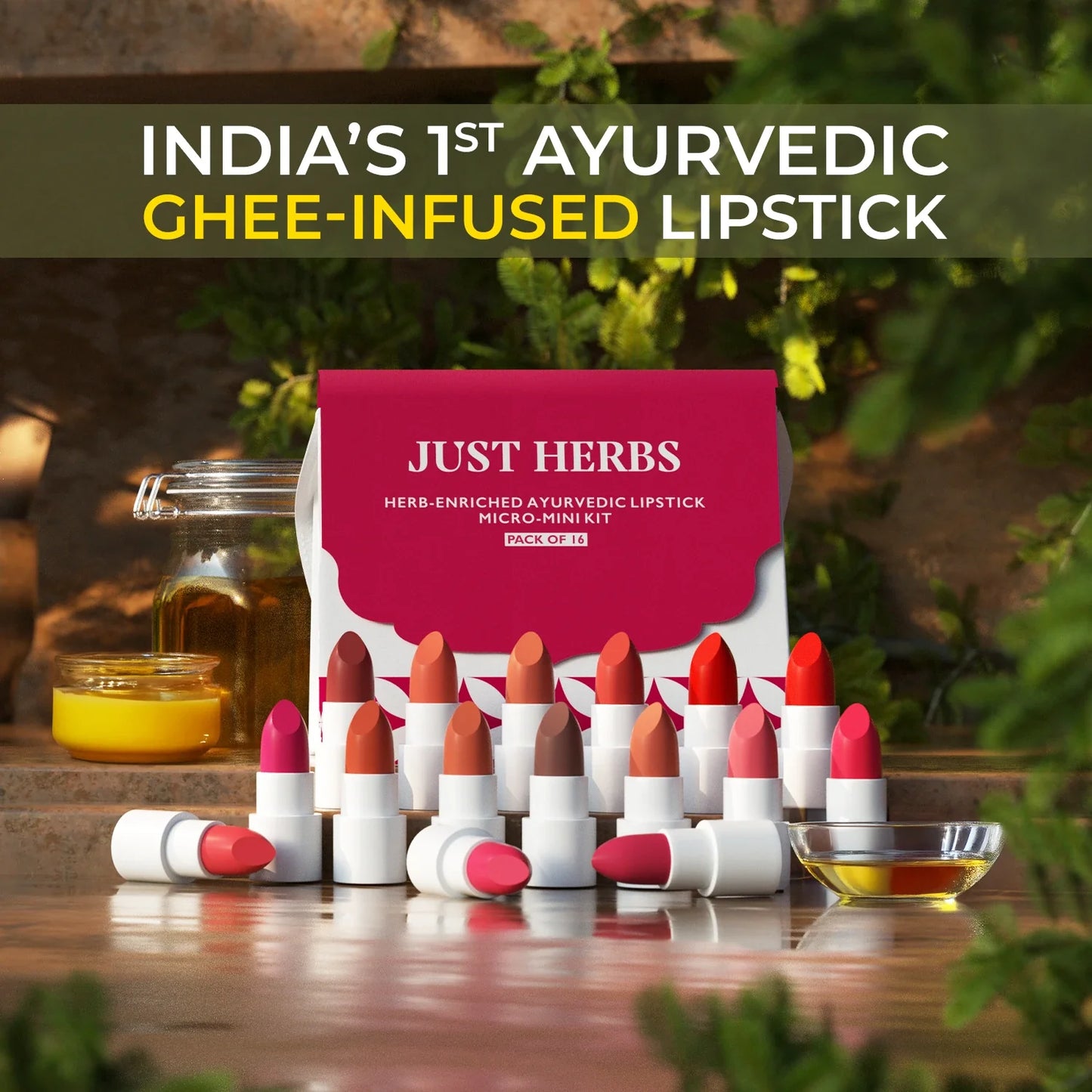 Herb Enriched Ayurvedic Lipstick Micro-Mini Kit - 8 shades