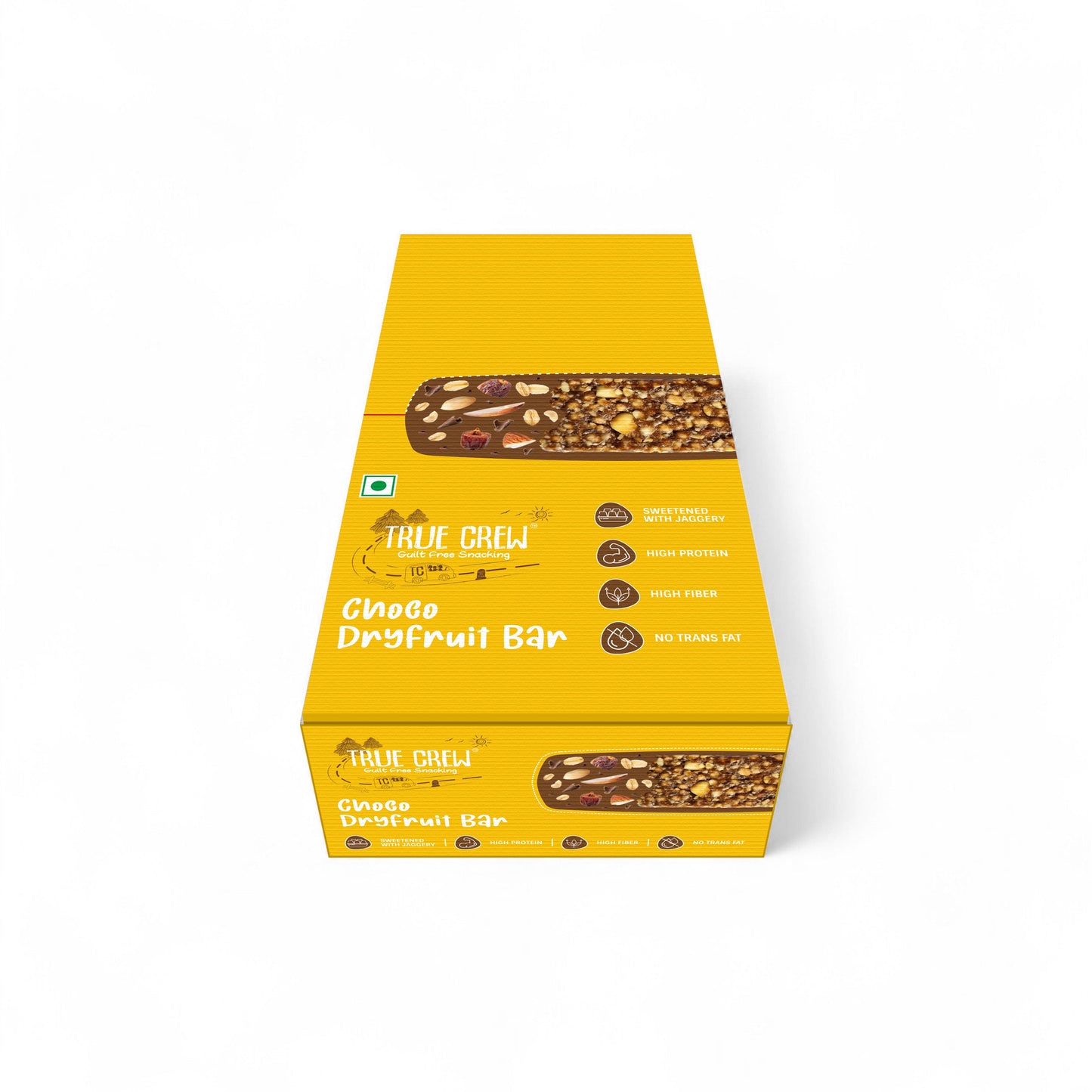 TRUE CREW - Choco Dryfruit Bar, 25 g Each (Pack of 10) 25gx10