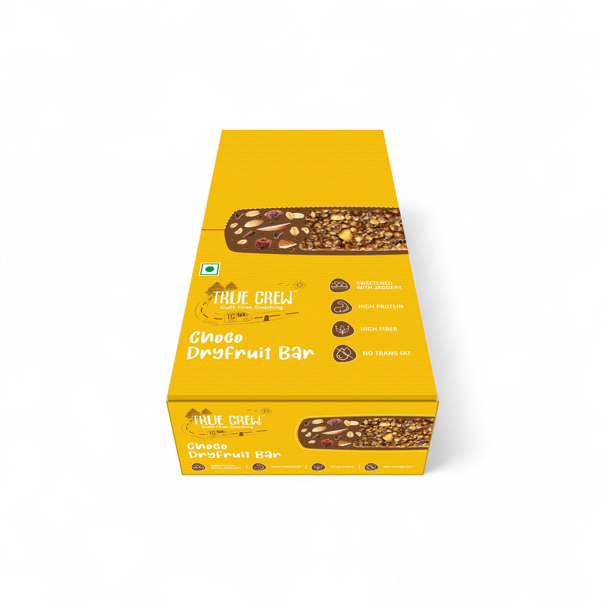 TRUE CREW - Choco Dryfruit Bar, 25 g Each (Pack of 10) 25gx10