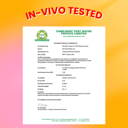 Vitamin C + E 100% Mineral Sunscreen IN-VIVO tested SPF 50+, PA++++ 50g