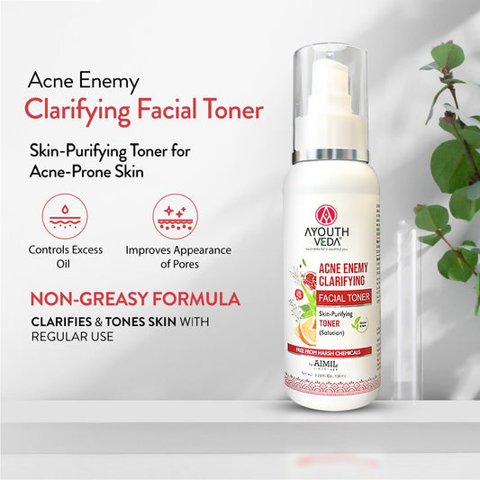 Acne Enemy Clarifying Facial Toner with Pomegranate, Amla, Aloe Vera & Rose Distillate for Acne & Oil Control | Dermatologically Tested |Suitable for Oily & Acne-Prone Skin | Net Qty – 100 ml 100ml