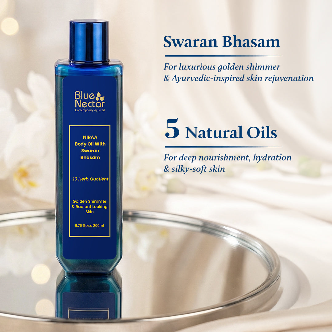 Gold Shimmer Body Oil with Swarna Bhasma for Glowing Skin (16 herbs) 100ml