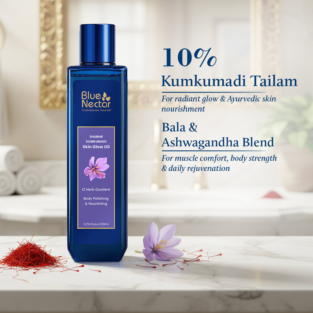 Shubhr Kumkumadi Body Oil for Glowing Skin | Body Polishing & Nourishing (12Herbs) 100ml