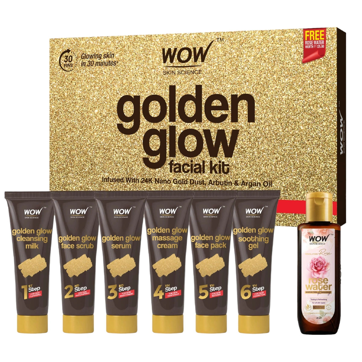 6-Step Gold Facial Kit Brightens and Tightens Skin 85ml