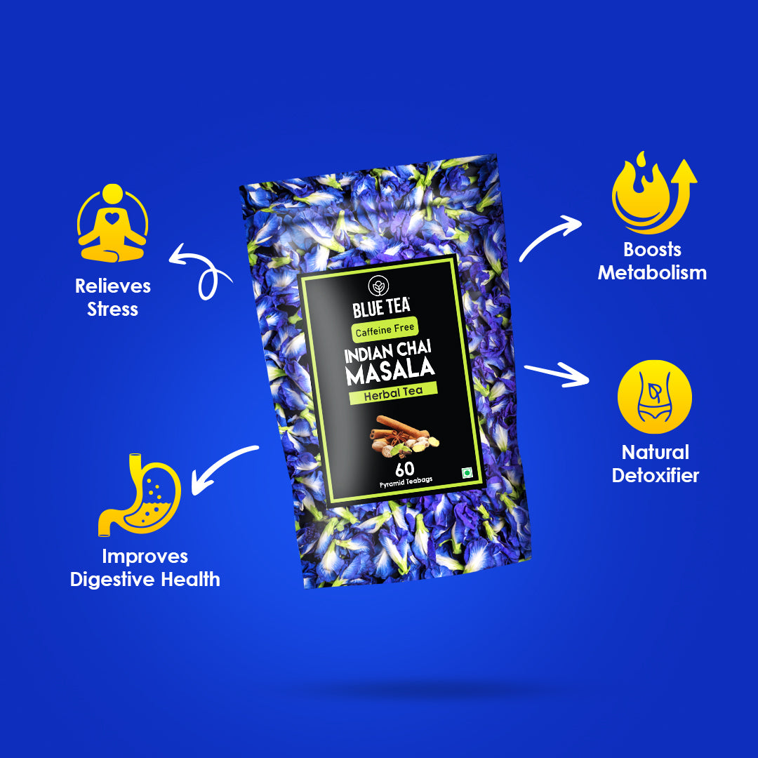 Blue Tea Indian Chai Masala (Calming Blue Tea) - 60 Teabags 60 Tea Bags