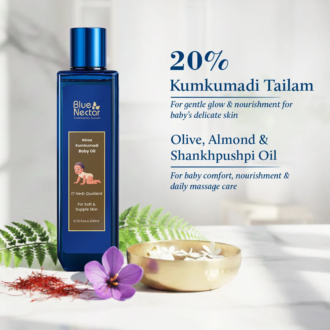 Kumkumadi Baby Body Oil with Organic Ghee for Glowing Skin(17 herbs) 100ml