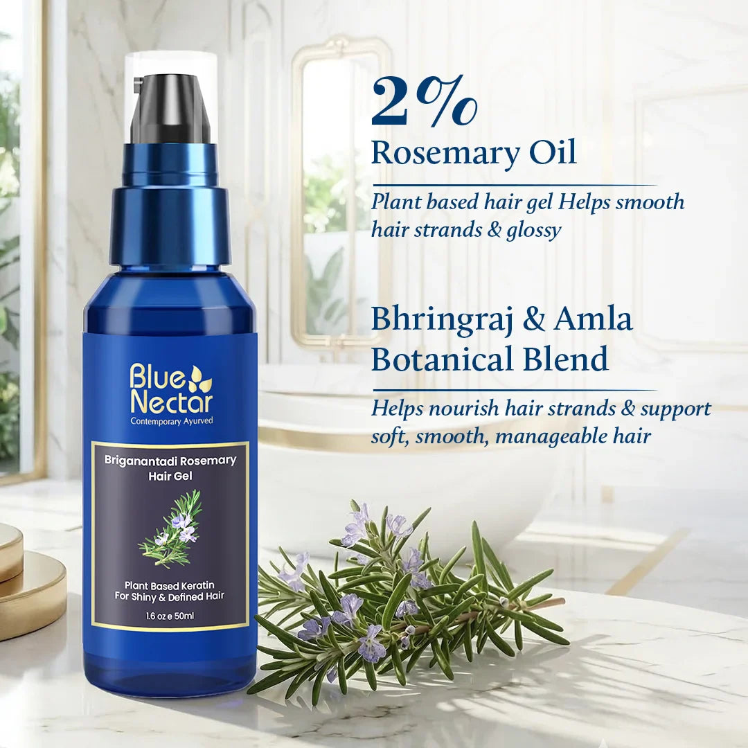 Rosemary Hair Gel for Curly, Dry & Frizzy Hair with Plant Based Keratin (12 Herbs, 50ml) 50ml