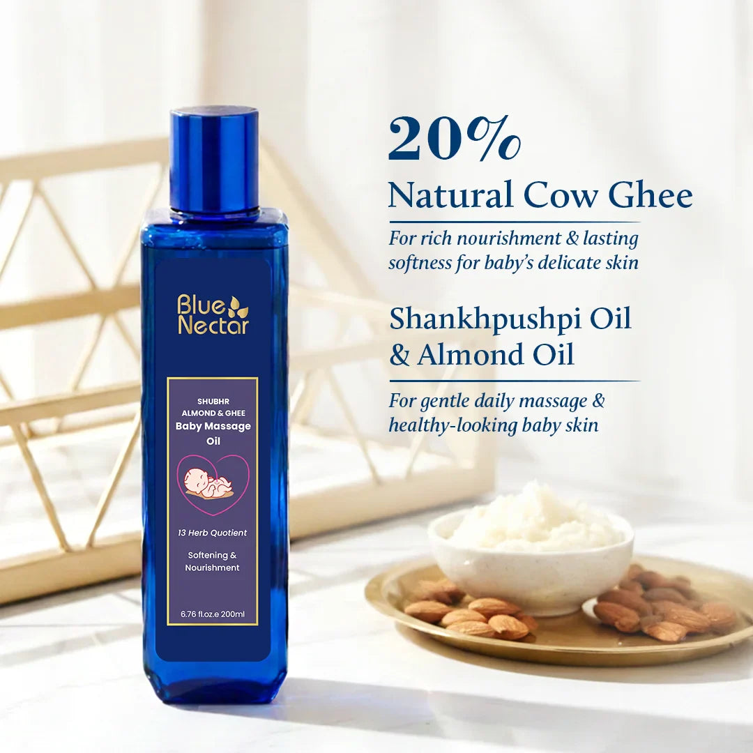 Shubhr Baby Massage Oil with Natural Ghee and Almond for Growth & Nourishment (13 Herbs) 200ml