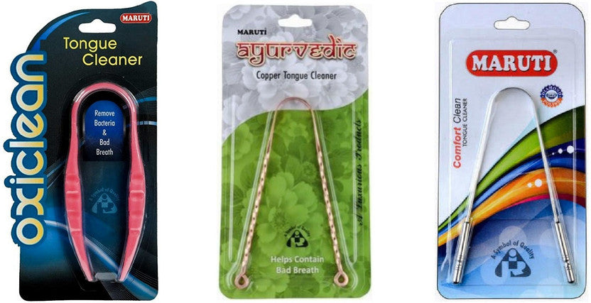 Maruti Copper Steel Plastic Tongue Cleaner Set 3個入り