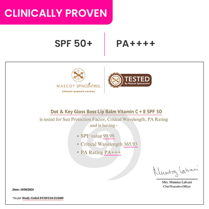 Vitamin C + E Gloss Boss Lip Balm In-Vivo Tested SPF 50+ PA+++ 