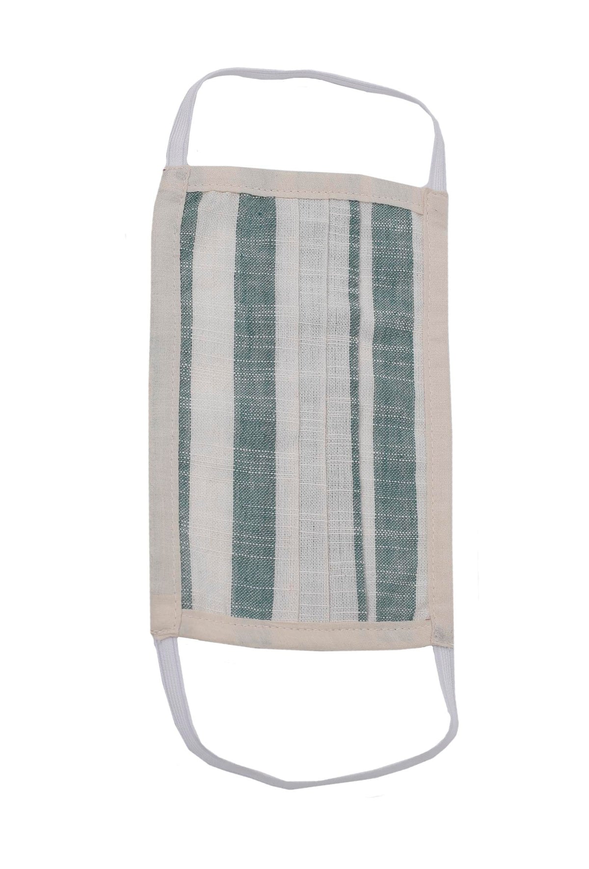 Set of 2: Green and White Stripes Pure Woven Cotton Kurta and Pants サイズ M