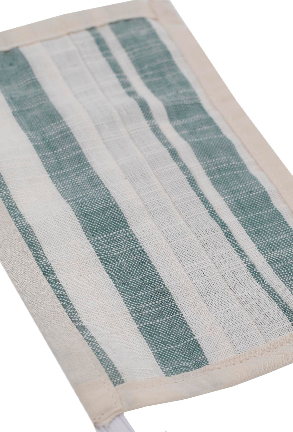Set of 2: Green and White Stripes Pure Woven Cotton Kurta and Pants サイズ M