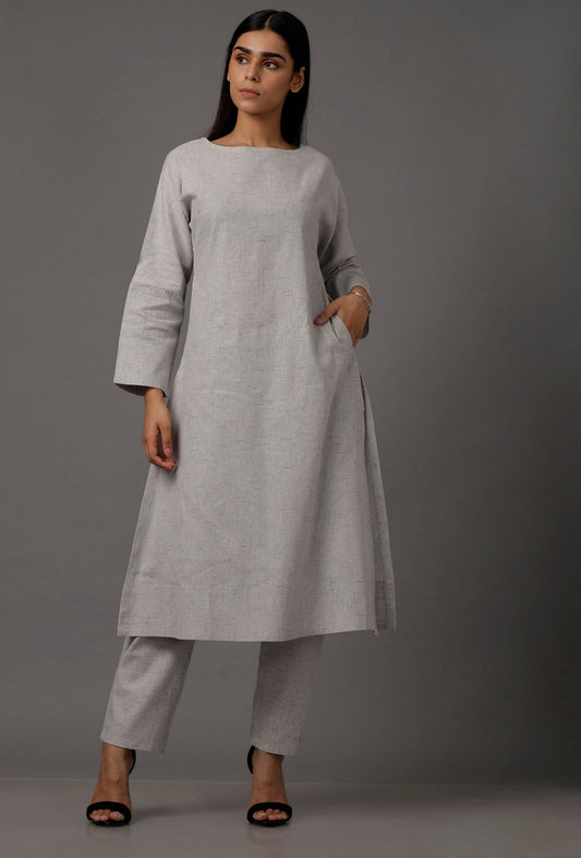 Light Blue Pure Woven Cotton Kurta サイズ S