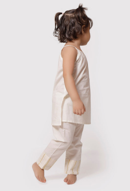 Set of 2 - Fawn White Gold Slip with Pajama サイズ 6〜9か月
